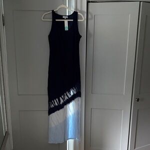 Michael Stars Navy and White Tie-Dye Maxi Dress
